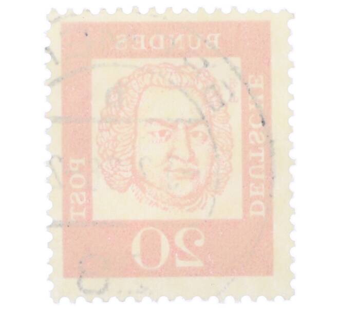 Почтовая марка 20 пфеннигов 1961 года Западная Германия (ФРГ) «Выдающиеся немцы — Иоганн Себастьян Бах» (Артикул: T11-35470) — Фото №2