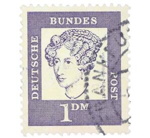 Почтовая марка 1 марка 1961 года Западная Германия (ФРГ) «Выдающиеся немцы — Аннетте фон Дросте-Хюльсхофф» — Фото №1