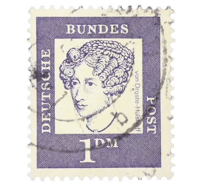 Почтовая марка 1 марка 1961 года Западная Германия (ФРГ) «Выдающиеся немцы — Аннетте фон Дросте-Хюльсхофф» (Артикул: T11-35475) — Фото №1