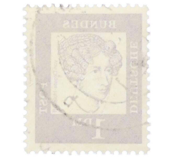 Почтовая марка 1 марка 1961 года Западная Германия (ФРГ) «Выдающиеся немцы — Аннетте фон Дросте-Хюльсхофф» (Артикул: T11-35475) — Фото №2