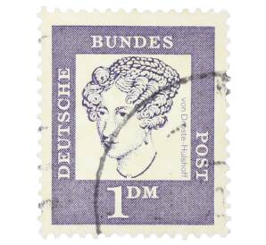 Почтовая марка 1 марка 1961 года Западная Германия (ФРГ) «Выдающиеся немцы — Аннетте фон Дросте-Хюльсхофф» — Фото №1