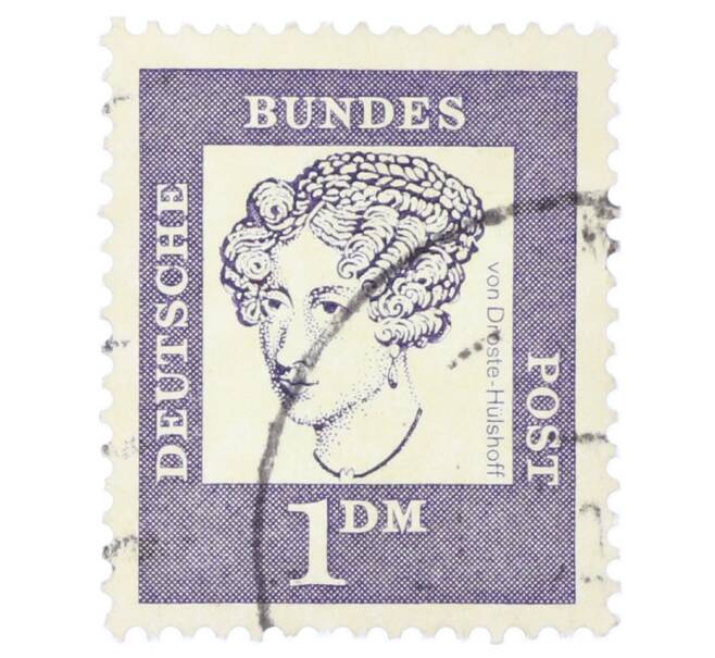Почтовая марка 1 марка 1961 года Западная Германия (ФРГ) «Выдающиеся немцы — Аннетте фон Дросте-Хюльсхофф» (Артикул: T11-35476) — Фото №1