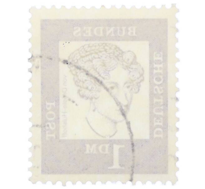 Почтовая марка 1 марка 1961 года Западная Германия (ФРГ) «Выдающиеся немцы — Аннетте фон Дросте-Хюльсхофф» (Артикул: T11-35476) — Фото №2