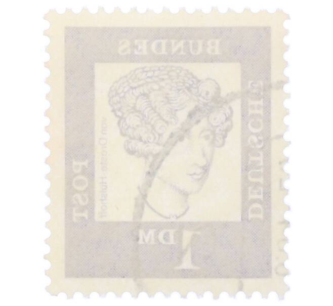 Почтовая марка 1 марка 1961 года Западная Германия (ФРГ) «Выдающиеся немцы — Аннетте фон Дросте-Хюльсхофф» (Артикул: T11-35478) — Фото №2