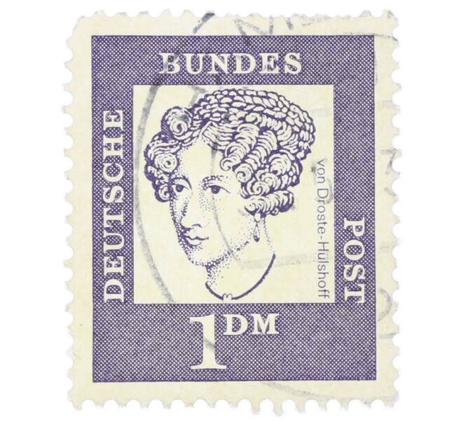 Почтовая марка 1 марка 1961 года Западная Германия (ФРГ) «Выдающиеся немцы — Аннетте фон Дросте-Хюльсхофф» (Артикул: T11-35479) — Фото №1