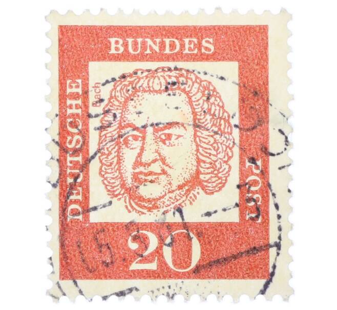 Почтовая марка 20 пфеннигов 1961 года Западная Германия (ФРГ) «Выдающиеся немцы — Иоганн Себастьян Бах» (Артикул: T11-35482) — Фото №1