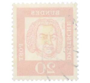 Почтовая марка 20 пфеннигов 1961 года Западная Германия (ФРГ) «Выдающиеся немцы — Иоганн Себастьян Бах» — Фото №2