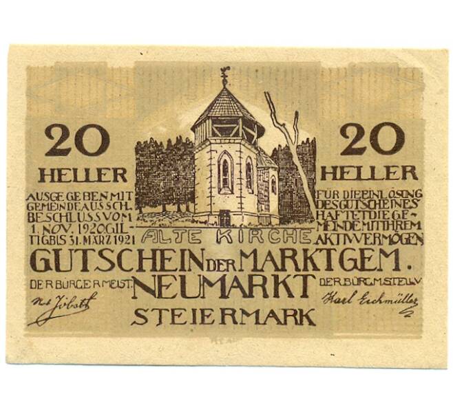 Банкнота 20 геллеров 1920 года Австрия — Ноймаркт (Штирия) Нотгельд (Артикул: B2-16218) — Фото №1