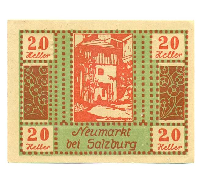 Банкнота 20 геллеров 1920 года Австрия — Ноймаркт-ам-Валлерзее (Нотгельд) (Артикул: B2-16221) — Фото №1