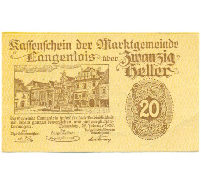 Банкнота 20 геллеров 1920 года Австрия — Лангенлойс (Нотгельд) (Артикул: B2-16273) — Фото №1