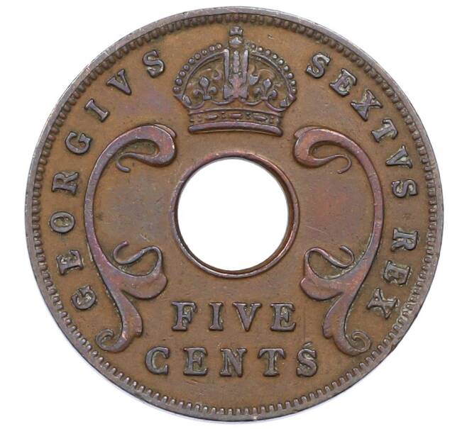 Монета 5 центов 1952 года Британская Восточная Африка (Артикул: K12-76590) — Фото №2