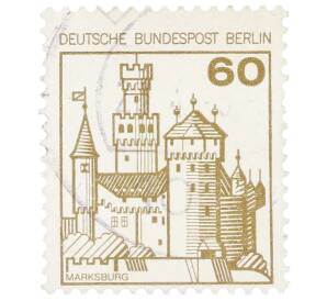 Почтовая марка 60 пфеннигов 1977 года Западная Германия (ФРГ) «Крепости и замки — Марксбург»