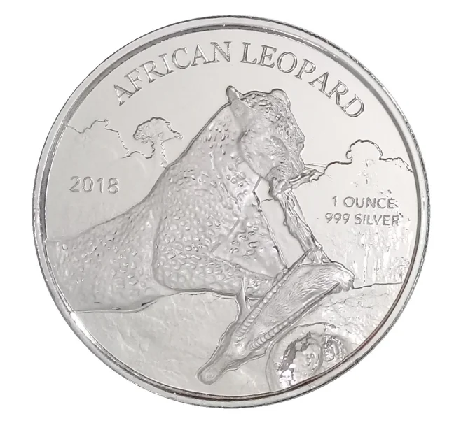 Монета 5 седи 2018 года Гана — Африканский леопард (Артикул M2-34368)