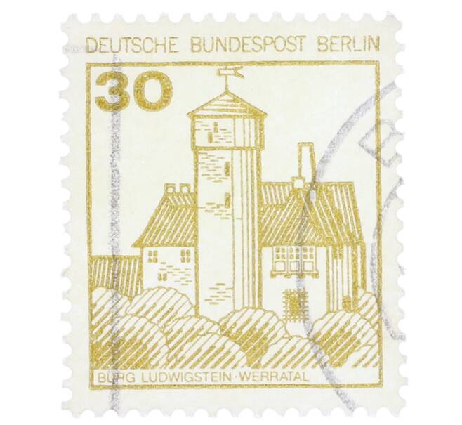 Почтовая марка 30 пфеннигов 1977 года Западная Германия (ФРГ) «Крепости и замки — Замок Людвигштейн» (Артикул: T11-35562) — Фото №1