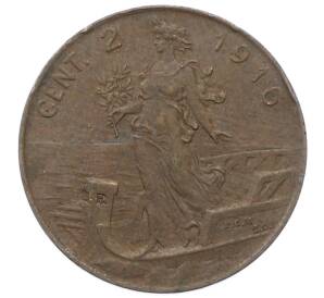 2 чентезимо 1916 года Италия — Фото №1
