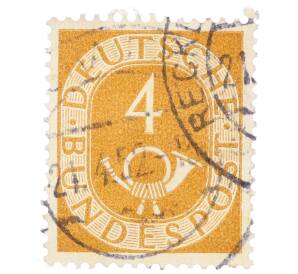 Почтовая марка 4 пфеннига 1951 года Западная Германия (ФРГ) — Фото №1