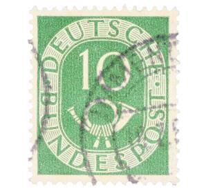 Почтовая марка 10 пфеннигов 1951 года Западная Германия (ФРГ) — Фото №1