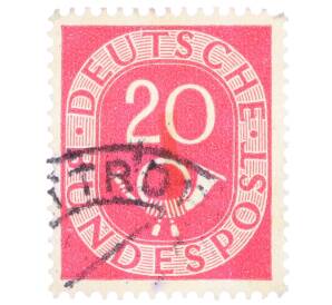 Почтовая марка 20 пфеннигов 1951 года Западная Германия (ФРГ) — Фото №1
