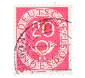 Почтовая марка 20 пфеннигов 1951 года Западная Германия (ФРГ) — Фото №1