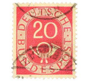 Почтовая марка 20 пфеннигов 1951 года Западная Германия (ФРГ) — Фото №1