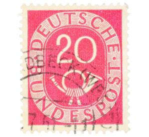 Почтовая марка 20 пфеннигов 1951 года Западная Германия (ФРГ)