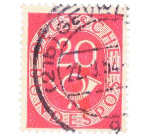 Почтовая марка 20 пфеннигов 1951 года Западная Германия (ФРГ) — Фото №1