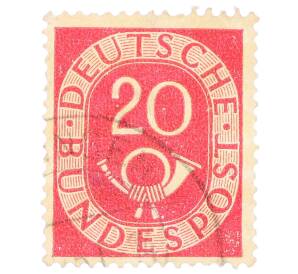 Почтовая марка 20 пфеннигов 1951 года Западная Германия (ФРГ) — Фото №1