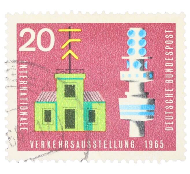 Почтовая марка 20 пфеннигов 1965 года Западная Германия (ФРГ) «Международная транспортная выставка в Мюнхене» (Артикул: T11-35706) — Фото №1