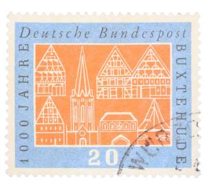 Почтовая марка 20 пфеннигов 1959 года Западная Германия (ФРГ) «Тысячелетие города Букстехуде» — Фото №1