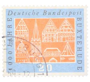 Почтовая марка 20 пфеннигов 1959 года Западная Германия (ФРГ) «Тысячелетие города Букстехуде» — Фото №1