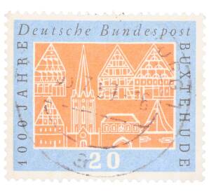 Почтовая марка 20 пфеннигов 1959 года Западная Германия (ФРГ) «Тысячелетие города Букстехуде» — Фото №1