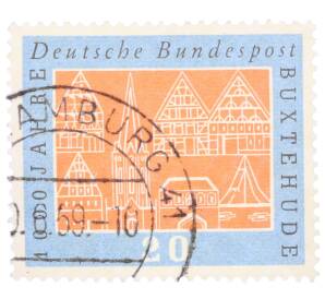 Почтовая марка 20 пфеннигов 1959 года Западная Германия (ФРГ) «Тысячелетие города Букстехуде»