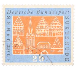 Почтовая марка 20 пфеннигов 1959 года Западная Германия (ФРГ) «Тысячелетие города Букстехуде»