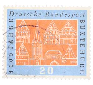 Почтовая марка 20 пфеннигов 1959 года Западная Германия (ФРГ) «Тысячелетие города Букстехуде»
