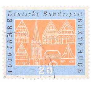 Почтовая марка 20 пфеннигов 1959 года Западная Германия (ФРГ) «Тысячелетие города Букстехуде» — Фото №1