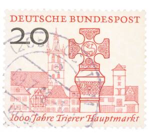 Почтовая марка 20 пфеннигов 1958 года Западная Германия (ФРГ) «Тысячелетие главному рынку Трира» — Фото №1