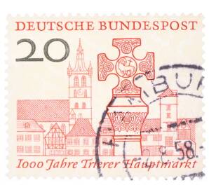 Почтовая марка 20 пфеннигов 1958 года Западная Германия (ФРГ) «Тысячелетие главному рынку Трира» — Фото №1