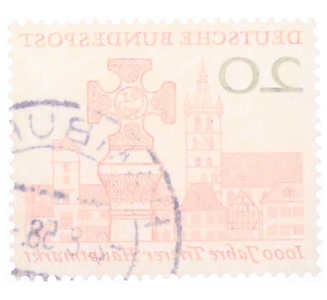 Почтовая марка 20 пфеннигов 1958 года Западная Германия (ФРГ) «Тысячелетие главному рынку Трира» (Артикул: T11-35723) — Фото №2