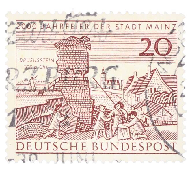 Почтовая марка 20 пфеннигов 1962 года Западная Германия (ФРГ) «2000-летие города Майнца» (Артикул: T11-35728) — Фото №1