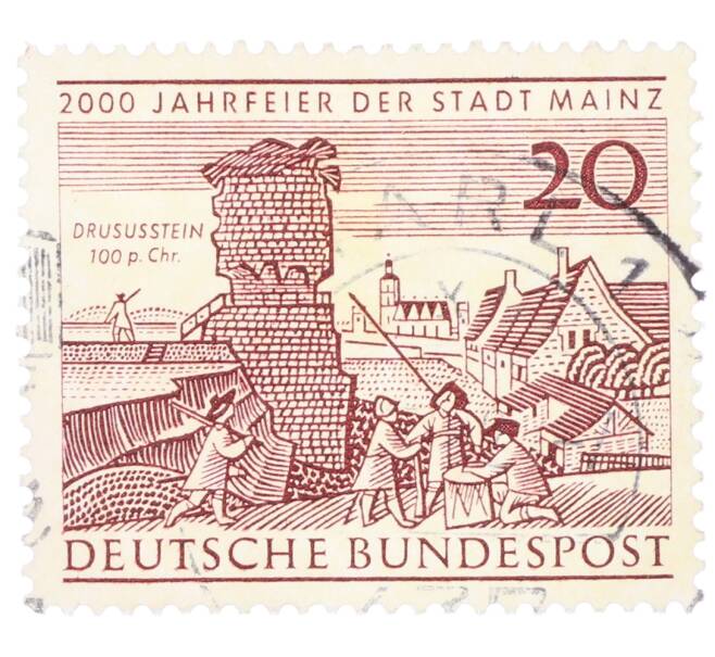 Почтовая марка 20 пфеннигов 1962 года Западная Германия (ФРГ) «2000-летие города Майнца» (Артикул: T11-35729) — Фото №1