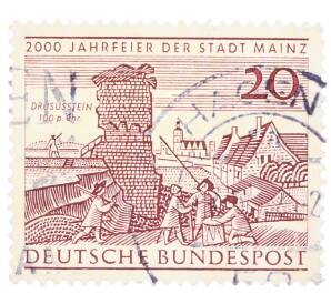 Почтовая марка 20 пфеннигов 1962 года Западная Германия (ФРГ) «2000-летие города Майнца» — Фото №1