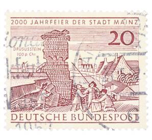 Почтовая марка 20 пфеннигов 1962 года Западная Германия (ФРГ) «2000-летие города Майнца» — Фото №1