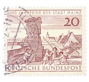 Почтовая марка 20 пфеннигов 1962 года Западная Германия (ФРГ) «2000-летие города Майнца» — Фото №1