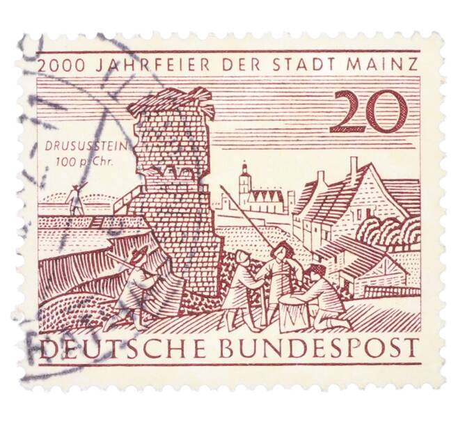 Почтовая марка 20 пфеннигов 1962 года Западная Германия (ФРГ) «2000-летие города Майнца» (Артикул: T11-35733) — Фото №1