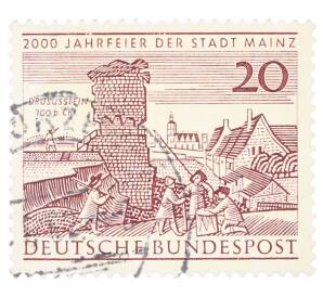Почтовая марка 20 пфеннигов 1962 года Западная Германия (ФРГ) «2000-летие города Майнца» — Фото №1