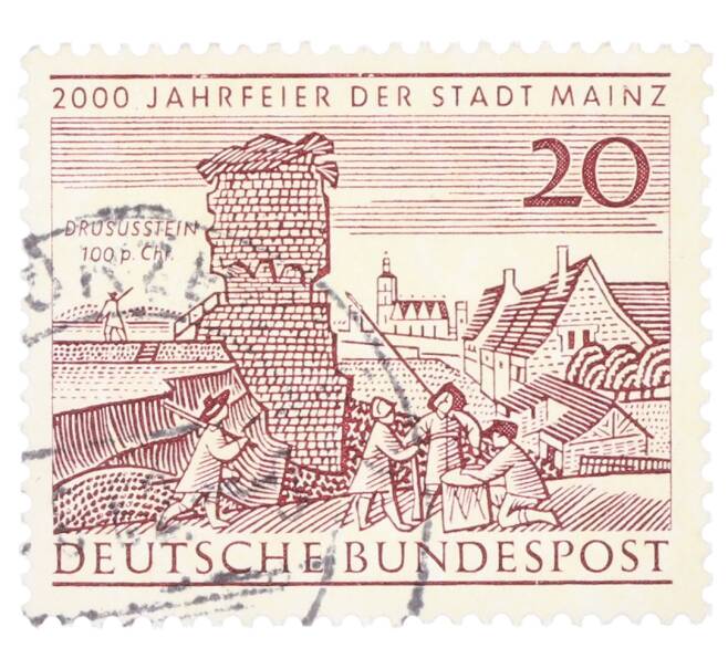 Почтовая марка 20 пфеннигов 1962 года Западная Германия (ФРГ) «2000-летие города Майнца» (Артикул: T11-35734) — Фото №1