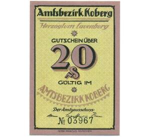 20 пфеннигов 1921 года Германия — Коберг (Нотгельд) — Фото №1