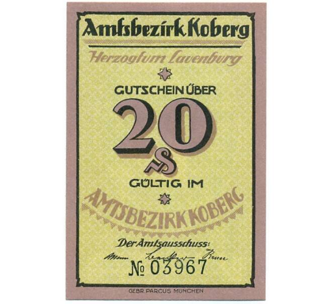 Банкнота 20 пфеннигов 1921 года Германия — Коберг (Нотгельд) (Артикул: K10-12305) — Фото №1
