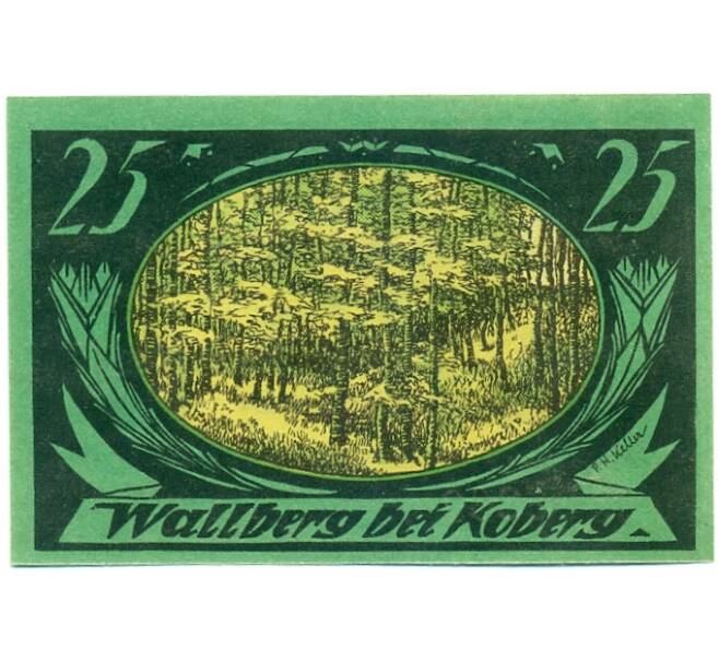 Банкнота 25 пфеннигов 1921 года Германия — Коберг (Нотгельд) (Артикул: K10-12306) — Фото №2