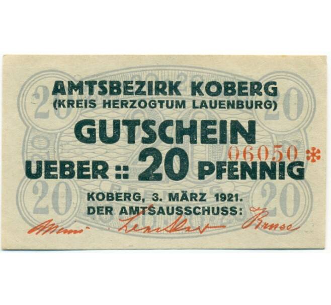 Банкнота 20 пфеннигов 1921 года Германия — Коберг (Нотгельд) (Артикул: K10-12310) — Фото №1